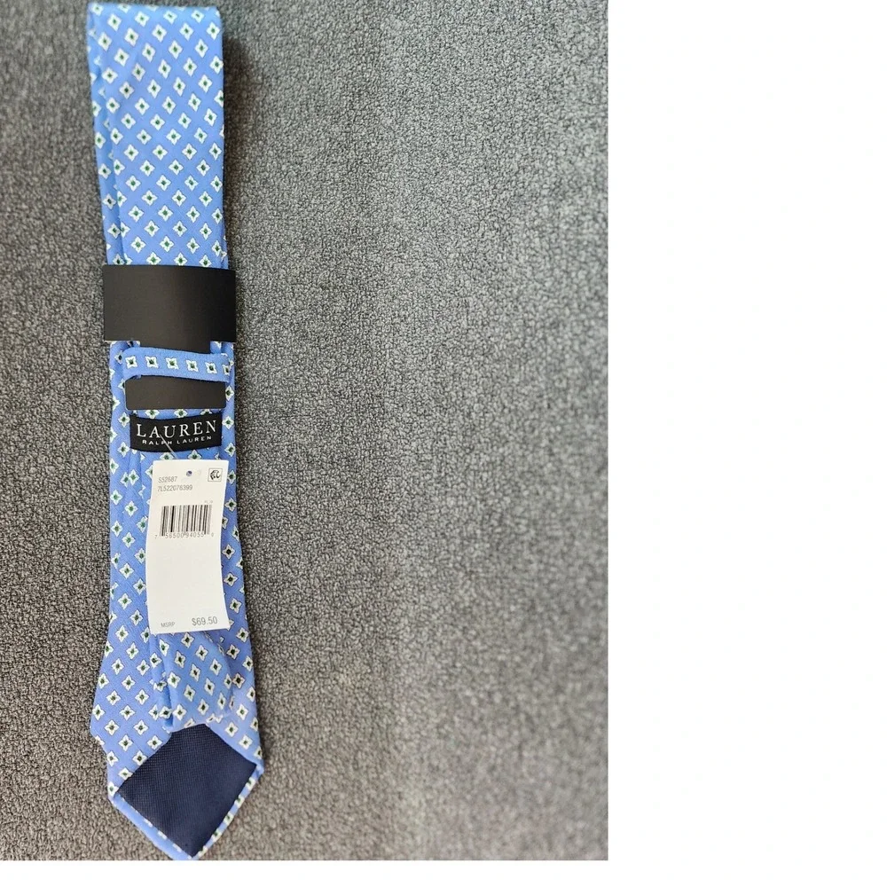 Lauren Ralph Lauren Mens Blue Geometric Diamond‎ Silk Blend Necktie S52687
